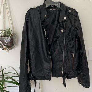 PAINTED BACK FAUX LEATHER GIRLS MOTO JACKET